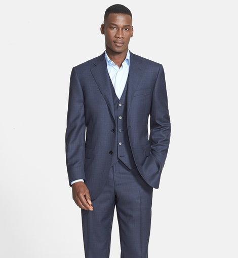 Classic Fit Three-Piece Check Suit